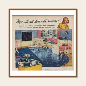 Johnsons Glo-Coat Floor Polish Vintage Print Ad 1947 Racine WI u Original